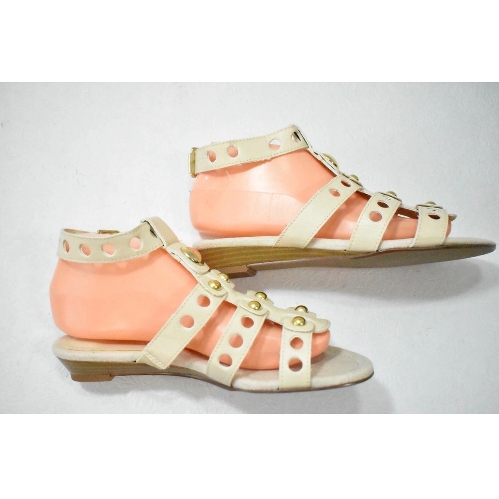 Cloudwalkers Maxi Wedge Gladiator‎ Sandals Women 11W Cream Studded Strappy Boho